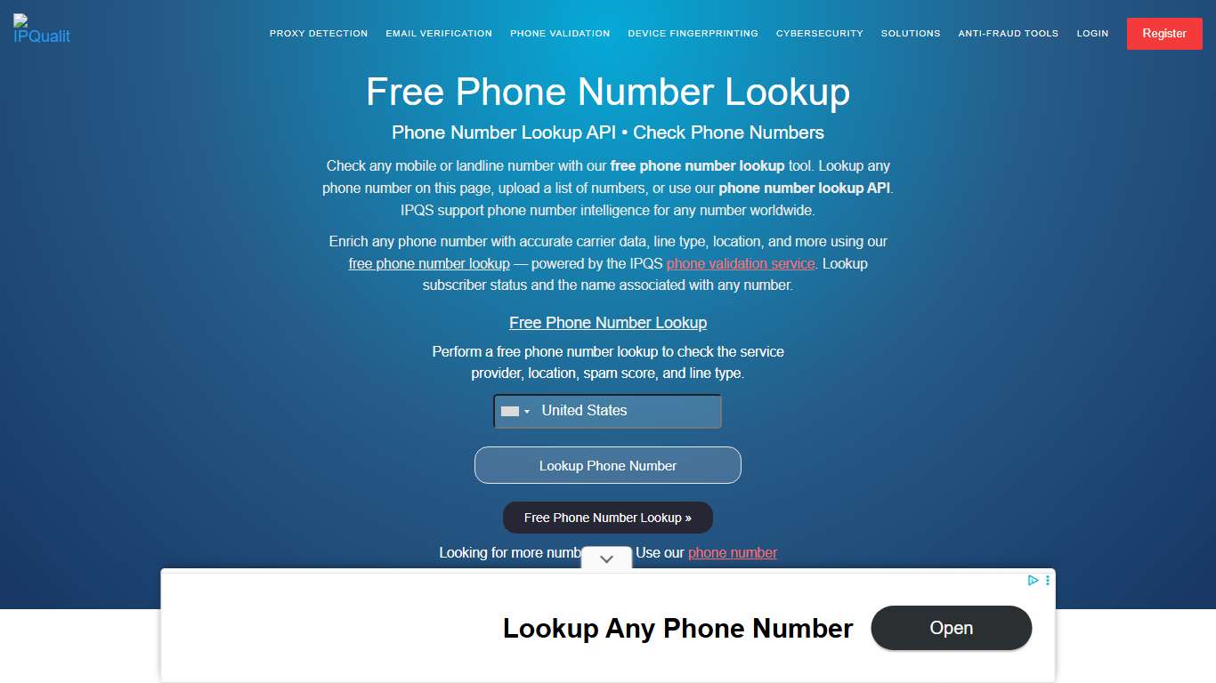 Free Phone Number Lookup Tool Phone Number Lookup API